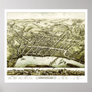 Póster Mapa de Middletown Connecticut a partir de 1877