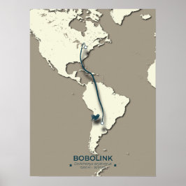 Póster Mapa de migración de Bobolink - Vintage Minimalist