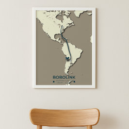 Póster Mapa de migración de Bobolink - Vintage Minimalist