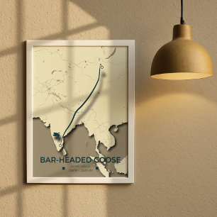 Póster Mapa de migración de ganso con cabeza de bar - Min