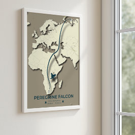 Póster Mapa de migración de halcones peregrinos - Minimal