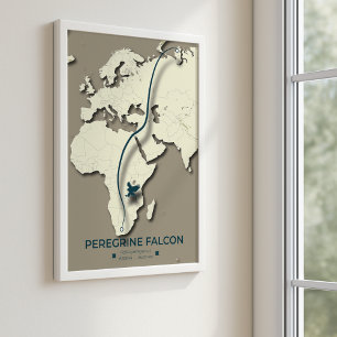 Póster Mapa de migración de halcones peregrinos - Minimal