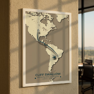 Póster Mapa de migración de la malla de abatimiento del a