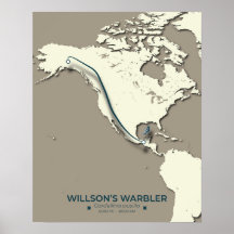 Mapa de migración de Warbler de Wilson - Minimalis