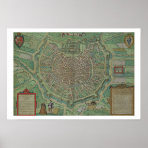 Póster Mapa de Milán, de 'Civitates Orbis Terrarum' por G