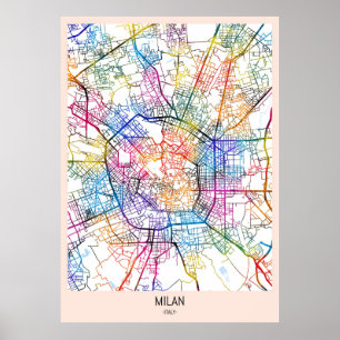 Póster Mapa de Milán Italia