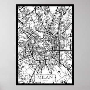 Póster Mapa de Milán Italia