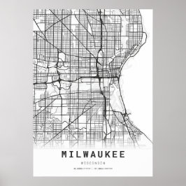 Póster Mapa de Milwaukee City