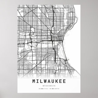 Póster Mapa de Milwaukee City