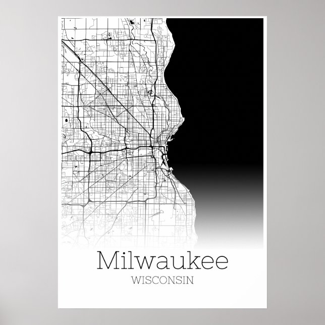 Póster Mapa de Milwaukee - Wisconsin - Poster del Mapa de (Frente)