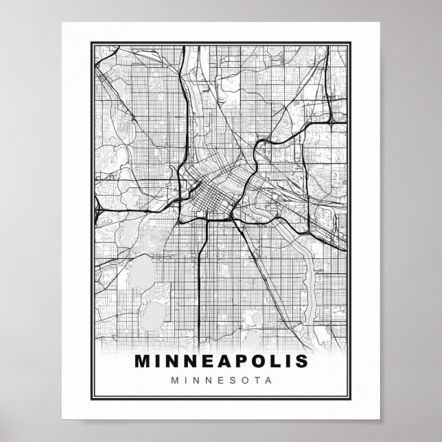 Póster Mapa de Minneapolis (Frente)