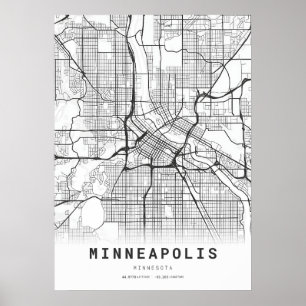 Póster Mapa de Minneapolis City