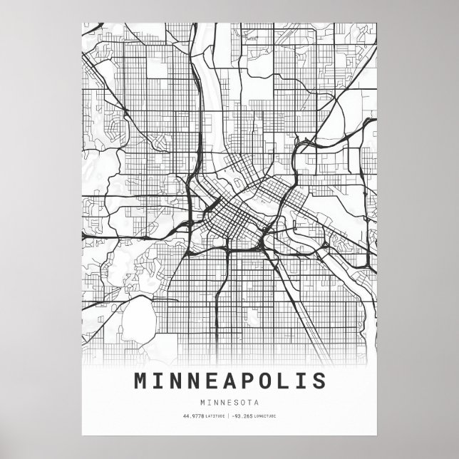 Póster Mapa de Minneapolis City (Frente)