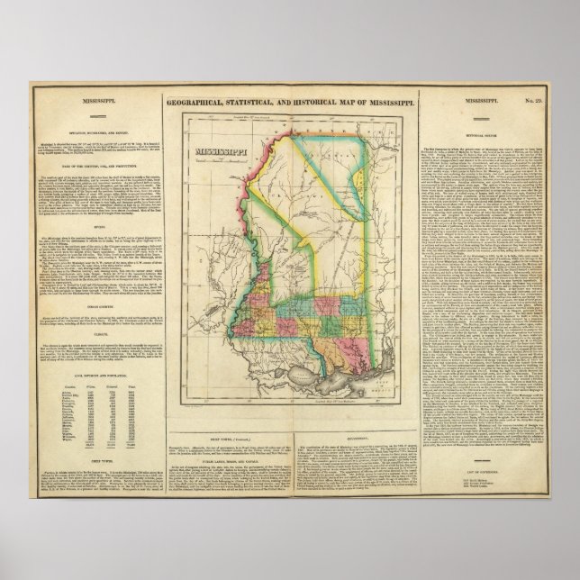 Póster Mapa De Misisipi (Frente)