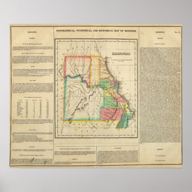 Póster Mapa De Misuri (Frente)