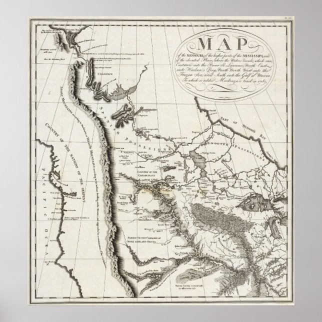 Póster Mapa de Misuri (Frente)