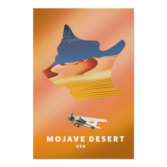 Póster Mapa de Mojave Desert USA (Anverso)