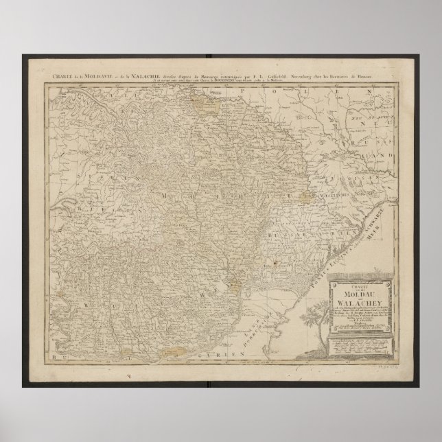 Póster Mapa de Moldavia y Valaquia de 1785 (Frente)