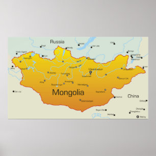 Póster Mapa de Mongolia