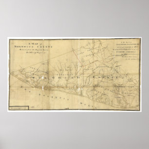 Póster Mapa de Monmouth County New Jersey (1781)