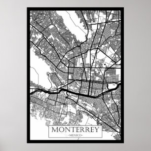 Póster Mapa de Monterrey Ciudad de México
