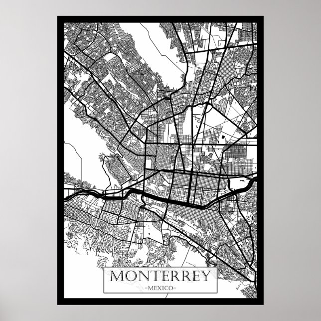 Póster Mapa de Monterrey Ciudad de México (Frente)