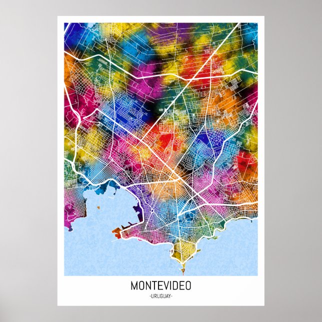 Póster Mapa de Montevideo Uruguay (Frente)