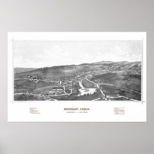 Póster Mapa de Moosup, CT a partir de 1889