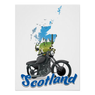 Póster mapa de motocicleta de Escocia viajero poser