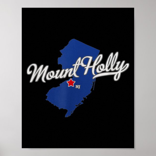 Póster Mapa de Mount Holly Nueva Jersey NJ (Frente)