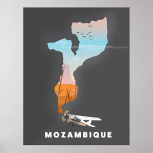 Póster Mapa de Mozambique