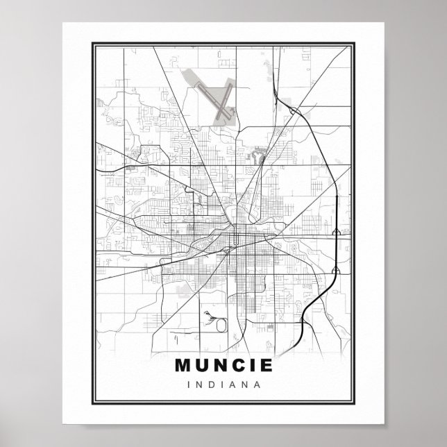 Póster Mapa de Muncie (Frente)