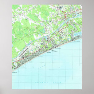 Póster Mapa de Myrtle Beach del norte Carolina del Sur