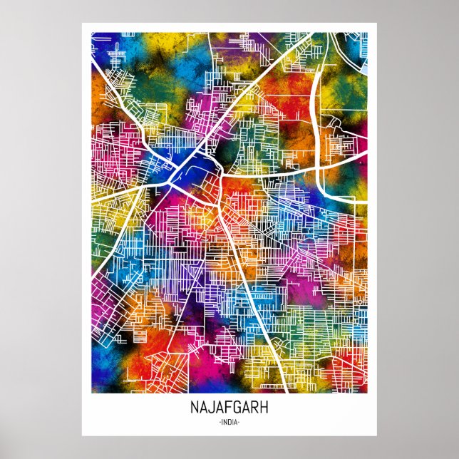 Póster Mapa de Najafgarh en Delhi (Frente)