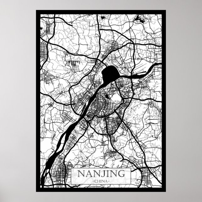 Póster Mapa de Nanjing China (Frente)