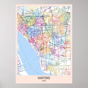 Póster Mapa de Nantong China