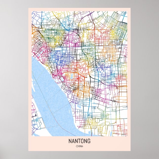 Póster Mapa de Nantong China (Frente)