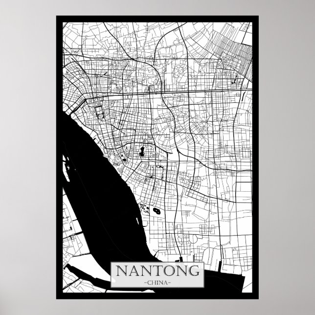 Póster Mapa de Nantong China (Frente)