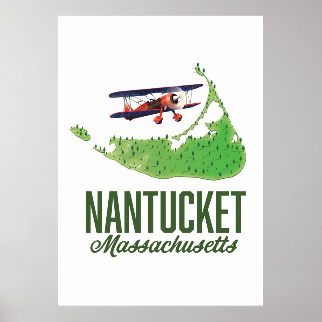 Póster Mapa de Nantucket Massachusetts (Frente)