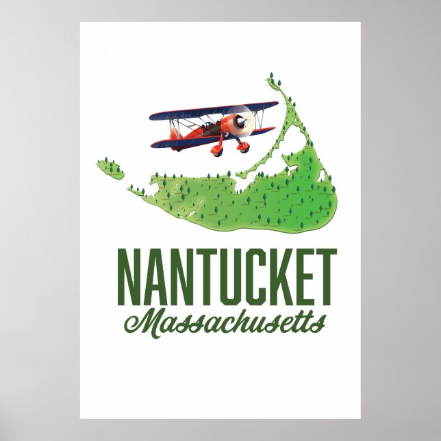 Póster Mapa de Nantucket Massachusetts (Frente)