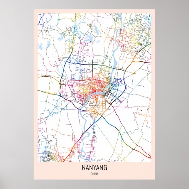 Póster Mapa de Nanyang China (Frente)