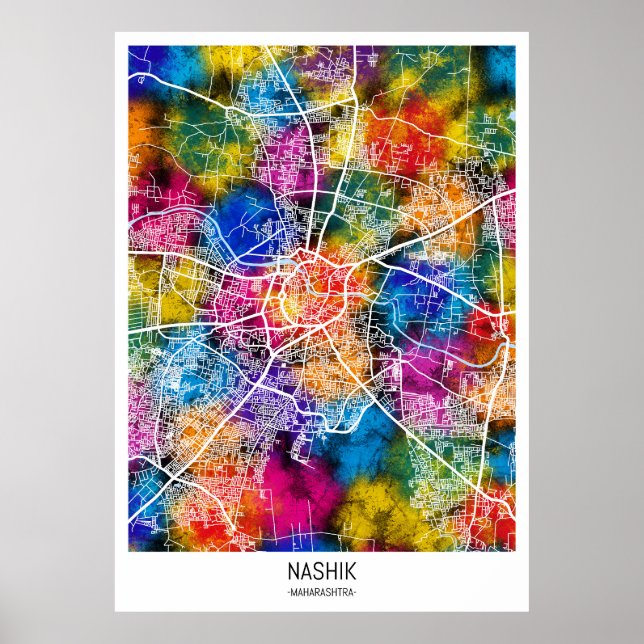 Póster Mapa de Nashik Maharashtra (Frente)