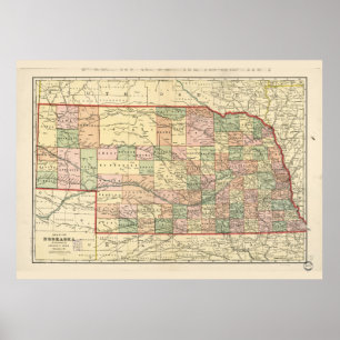 Póster Mapa de Nebraska (1902)