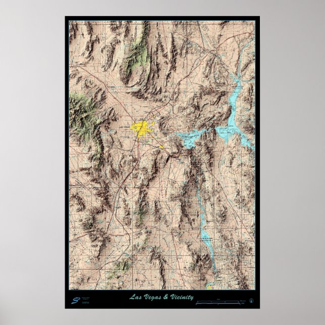 Póster Mapa de Nevada del Sur, poster satelital de los Es (Frente)