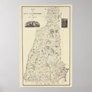 Póster Mapa de New Hampshire 1816