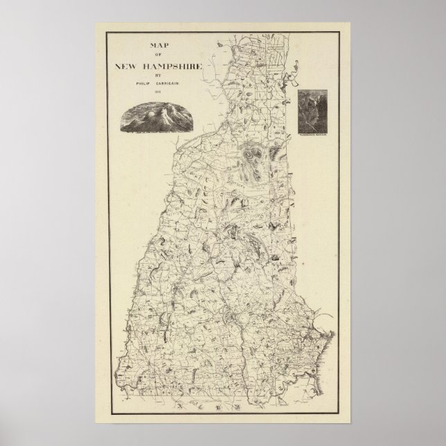 Póster Mapa de New Hampshire 1816 (Frente)