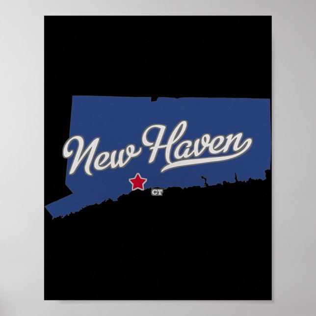 Póster Mapa de New Haven Connecticut Ct (Frente)