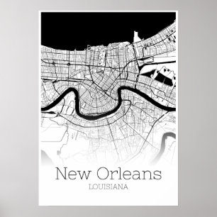 Póster Mapa de New Orleans - Luisiana - poster del mapa