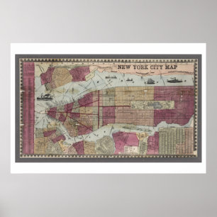 Póster Mapa de New York City (1857)
