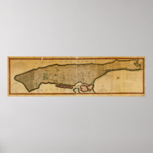 Póster Mapa de New York City de la isla de Manhattan a